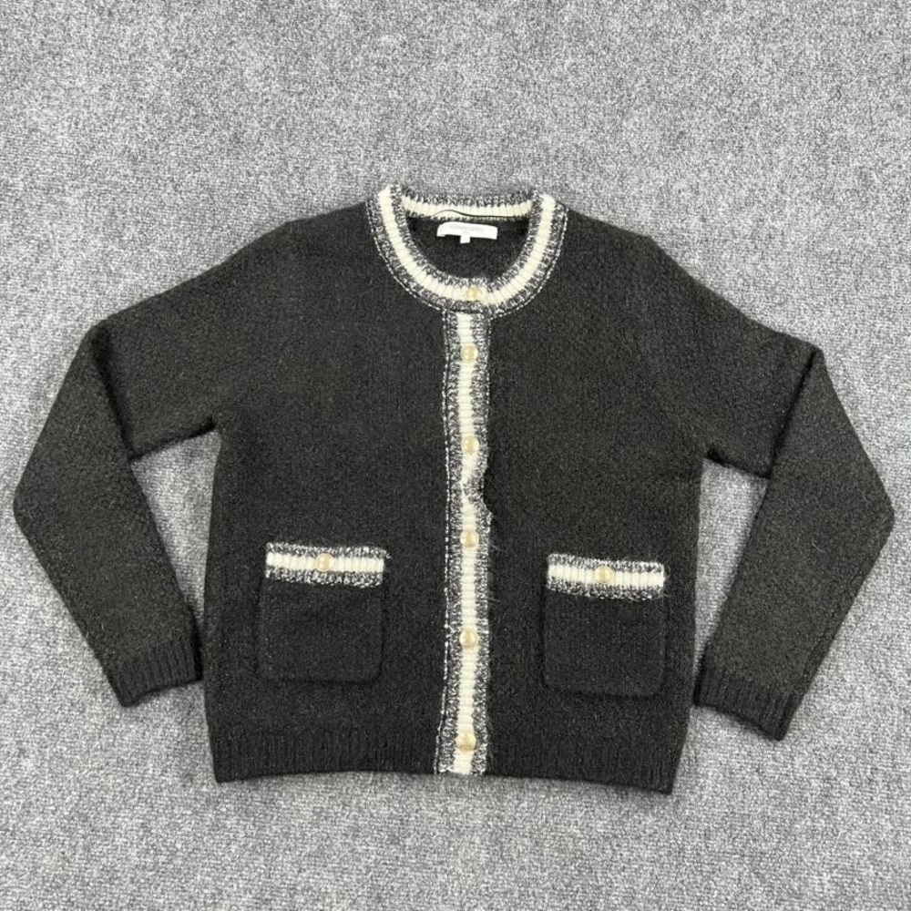 Gerard Darel Sweater Womens Small Black Mohair Blend Button Pockets‎ Cardigan